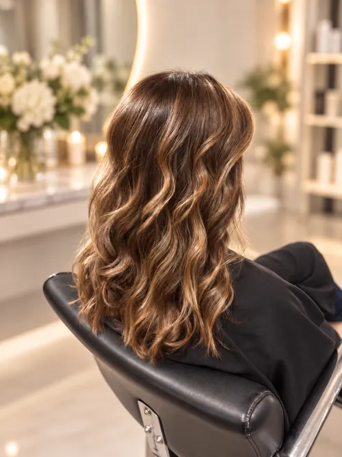 Glossy brunette waves