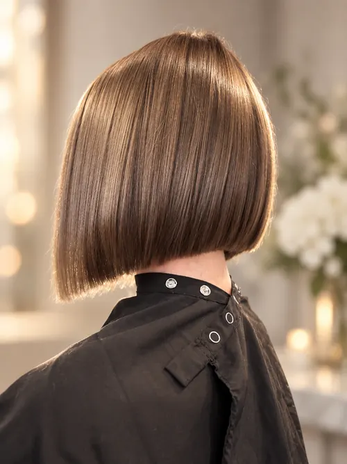 Glossy dark curls from behind