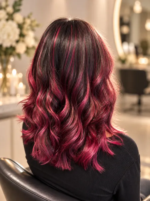 Ruby-toned glossy waves