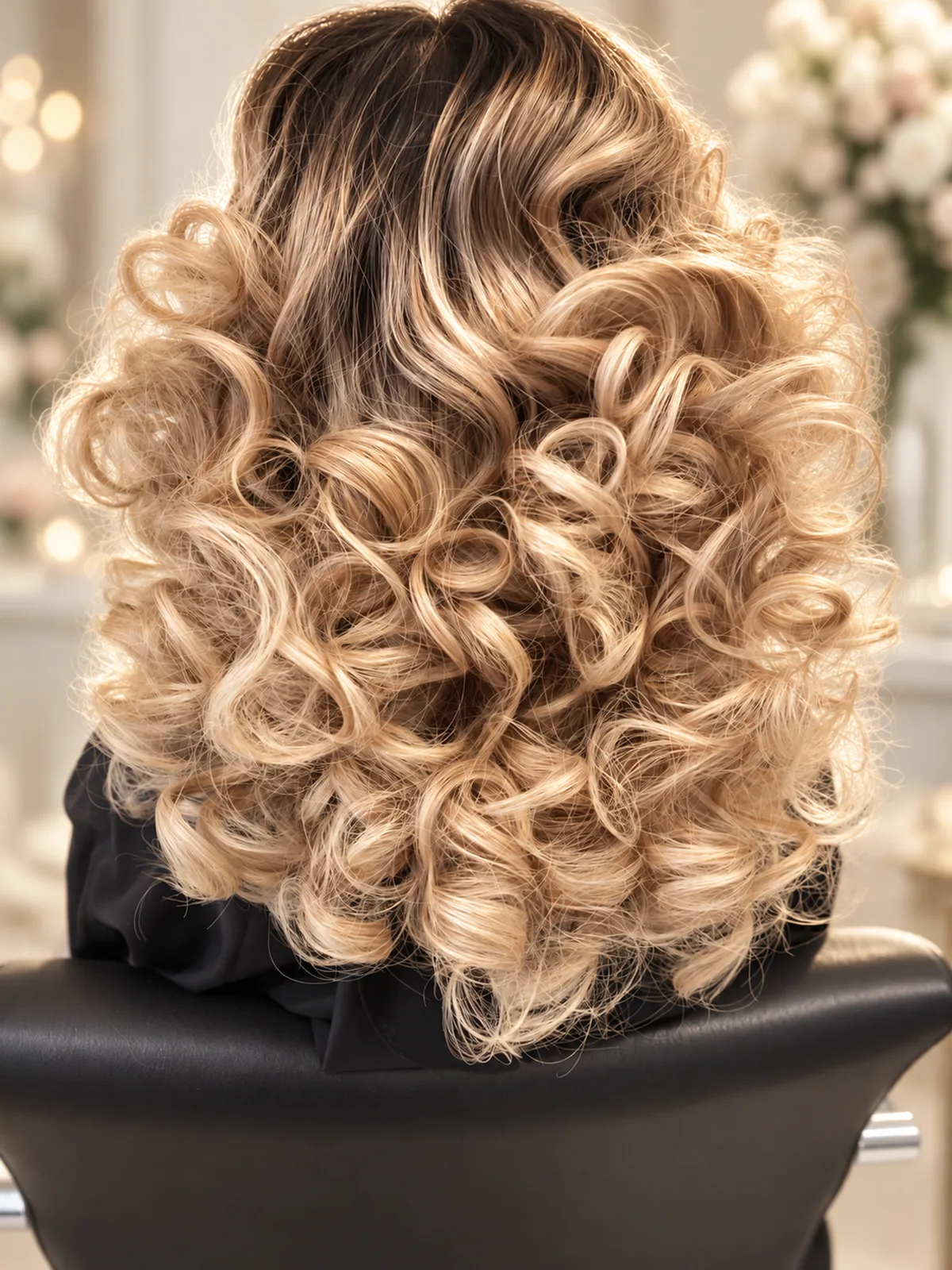 Voluminous blonde curls for a special event